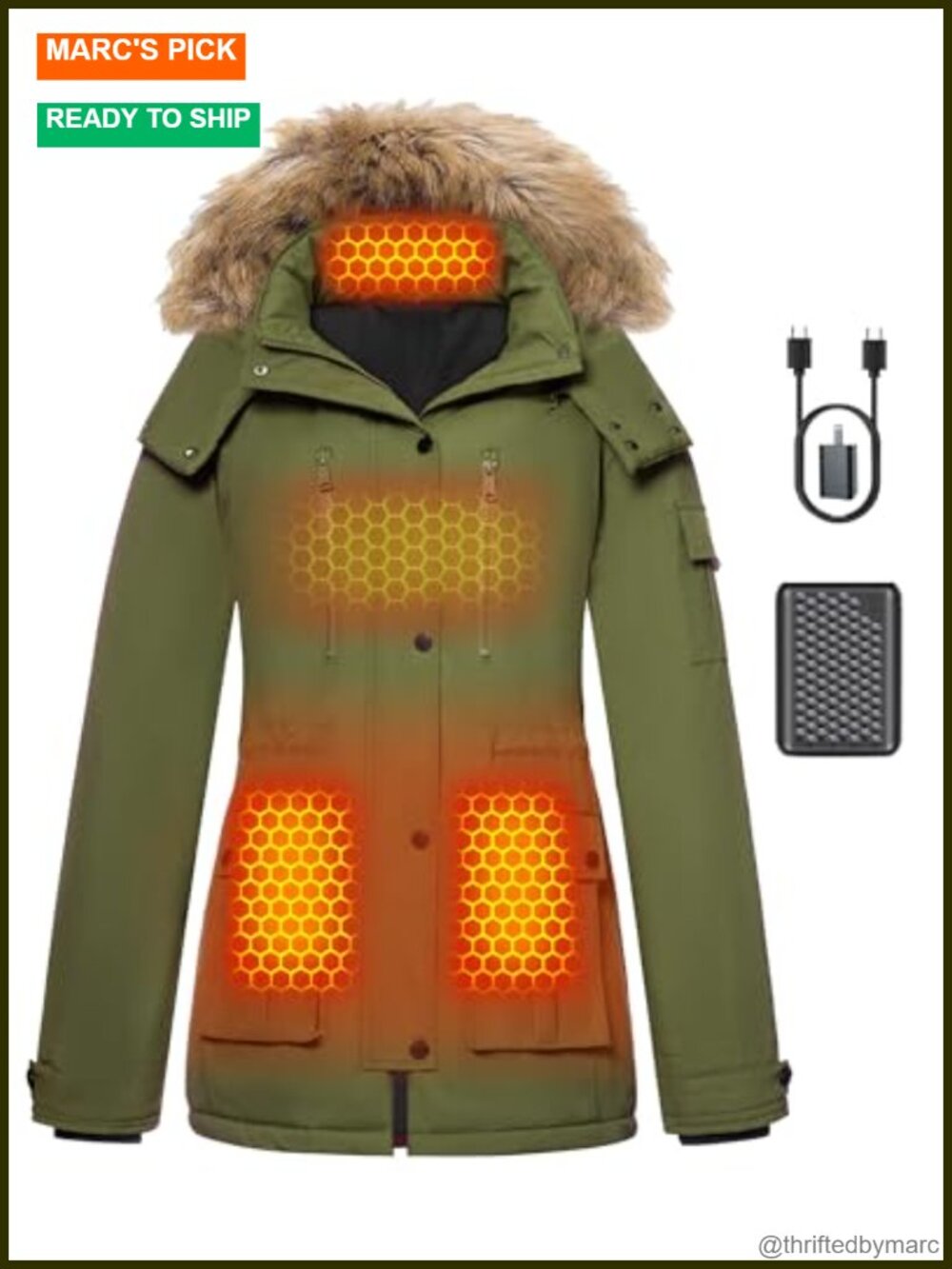 Graphene Heated Jacket Women Waterproof Windproof with Battery Pack